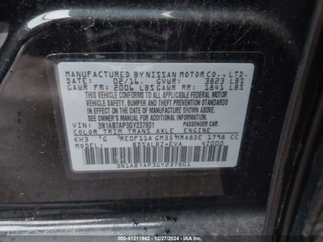 Photo 8 VIN: 3N1AB7AP3GY237801 - NISSAN SENTRA 