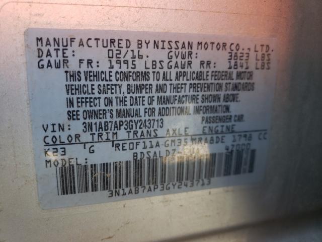 Photo 9 VIN: 3N1AB7AP3GY243713 - NISSAN SENTRA S 