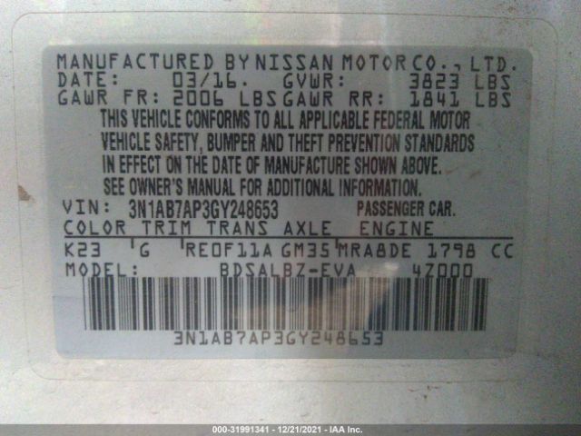 Photo 8 VIN: 3N1AB7AP3GY248653 - NISSAN SENTRA 