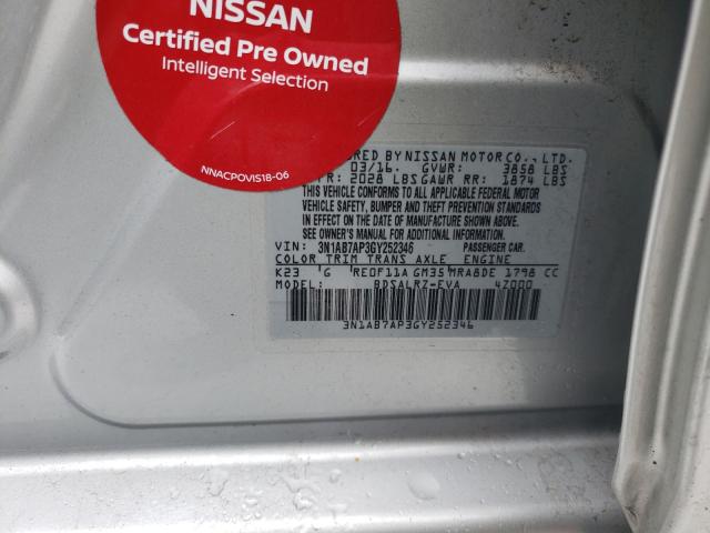 Photo 9 VIN: 3N1AB7AP3GY252346 - NISSAN SENTRA S 