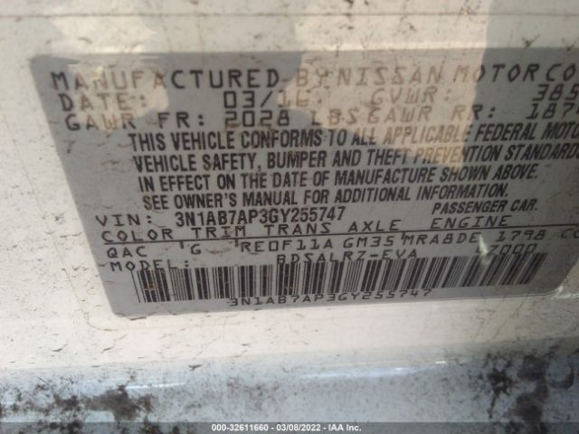 Photo 8 VIN: 3N1AB7AP3GY255747 - NISSAN SENTRA 