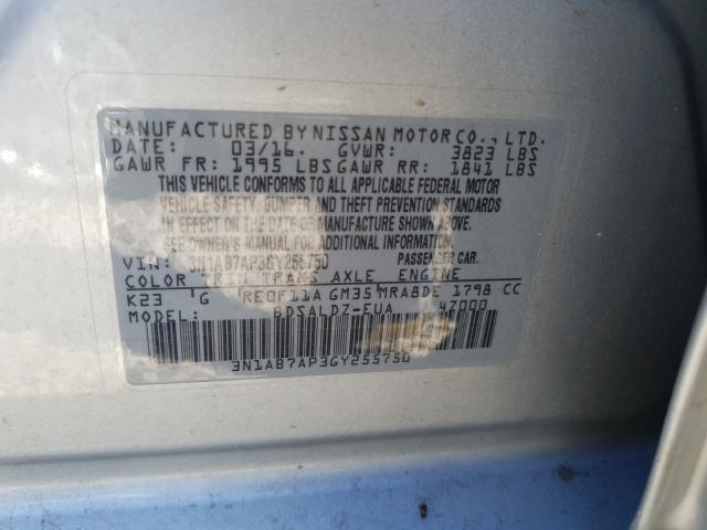 Photo 9 VIN: 3N1AB7AP3GY255750 - NISSAN SENTRA S 