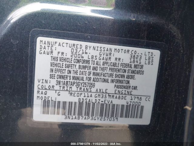 Photo 8 VIN: 3N1AB7AP3GY257059 - NISSAN SENTRA 