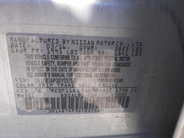 Photo 9 VIN: 3N1AB7AP3GY257532 - NISSAN SENTRA S 