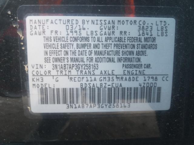 Photo 9 VIN: 3N1AB7AP3GY258163 - NISSAN SENTRA S 