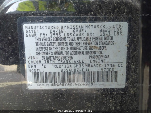 Photo 8 VIN: 3N1AB7AP3GY267395 - NISSAN SENTRA 