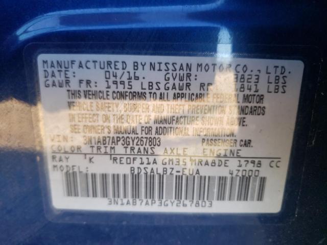 Photo 9 VIN: 3N1AB7AP3GY267803 - NISSAN SENTRA S 