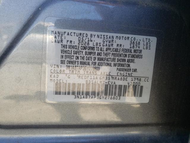 Photo 9 VIN: 3N1AB7AP3GY278803 - NISSAN SENTRA S 