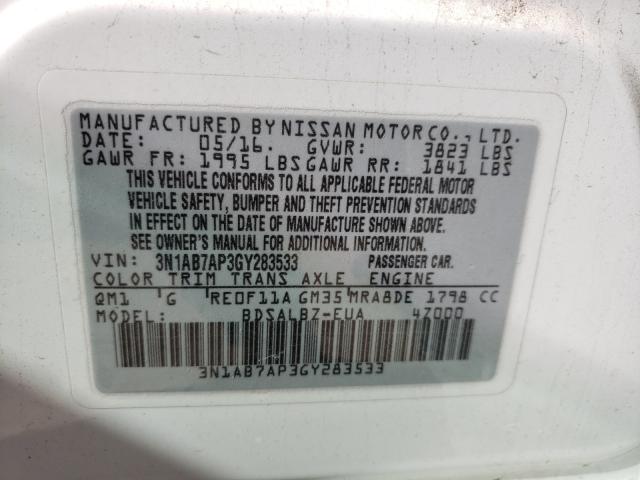 Photo 9 VIN: 3N1AB7AP3GY283533 - NISSAN SENTRA S 