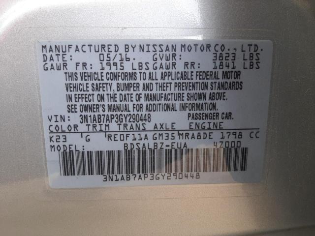 Photo 9 VIN: 3N1AB7AP3GY290448 - NISSAN SENTRA S 