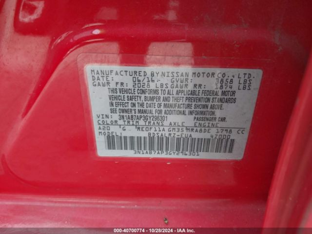 Photo 8 VIN: 3N1AB7AP3GY296301 - NISSAN SENTRA 