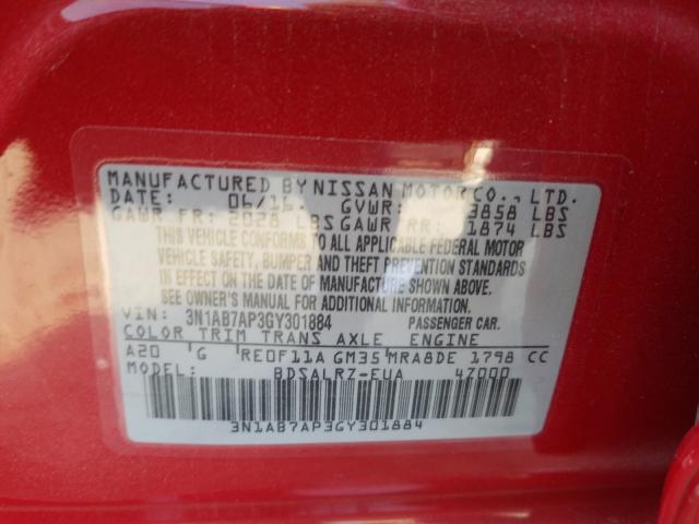 Photo 9 VIN: 3N1AB7AP3GY301884 - NISSAN SENTRA S 