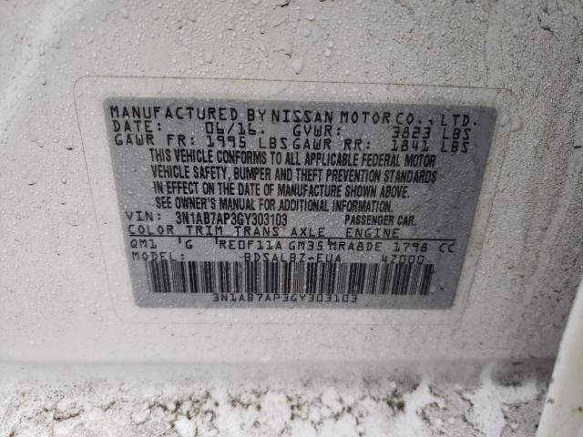 Photo 11 VIN: 3N1AB7AP3GY303103 - NISSAN SENTRA S 