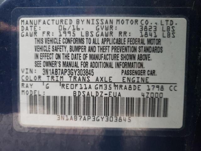 Photo 11 VIN: 3N1AB7AP3GY303845 - NISSAN SENTRA S 