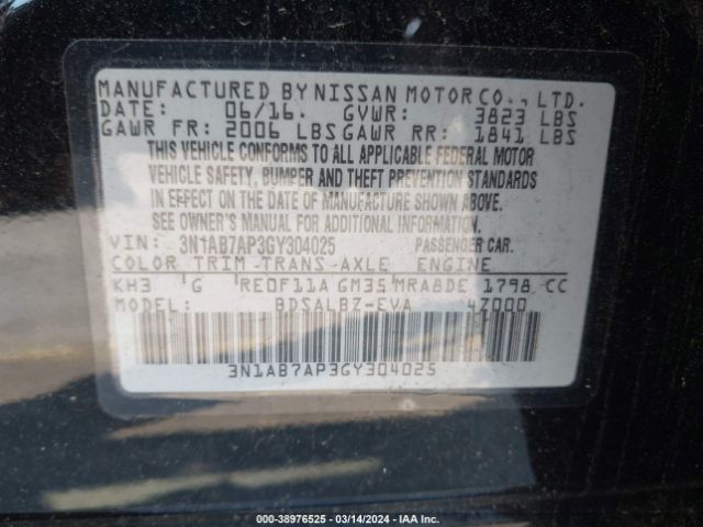 Photo 8 VIN: 3N1AB7AP3GY304025 - NISSAN SENTRA 