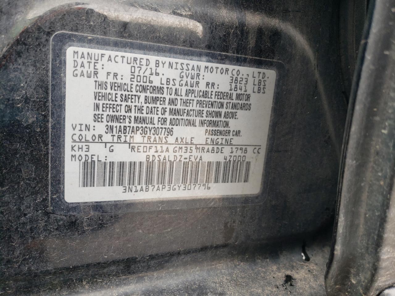 Photo 11 VIN: 3N1AB7AP3GY307796 - NISSAN SENTRA 