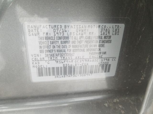 Photo 9 VIN: 3N1AB7AP3GY308947 - NISSAN SENTRA S 