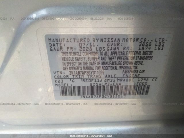 Photo 8 VIN: 3N1AB7AP3GY311069 - NISSAN SENTRA 