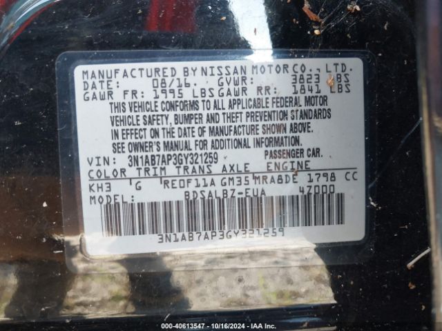 Photo 8 VIN: 3N1AB7AP3GY321259 - NISSAN SENTRA 