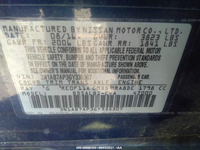 Photo 8 VIN: 3N1AB7AP3GY335307 - NISSAN SENTRA 