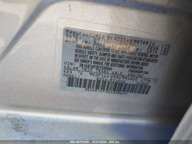 Photo 8 VIN: 3N1AB7AP3GY338644 - NISSAN SENTRA 