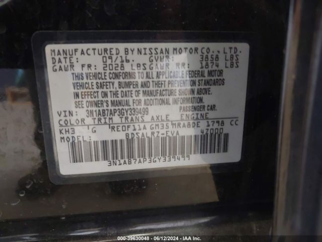 Photo 8 VIN: 3N1AB7AP3GY339499 - NISSAN SENTRA 