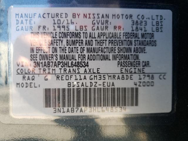 Photo 9 VIN: 3N1AB7AP3HL648534 - NISSAN SENTRA S 