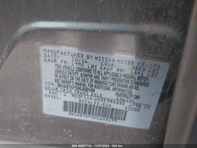 Photo 8 VIN: 3N1AB7AP3HL650199 - NISSAN SENTRA 