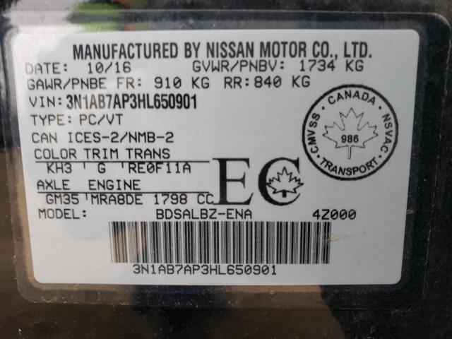 Photo 9 VIN: 3N1AB7AP3HL650901 - NISSAN SENTRA S 