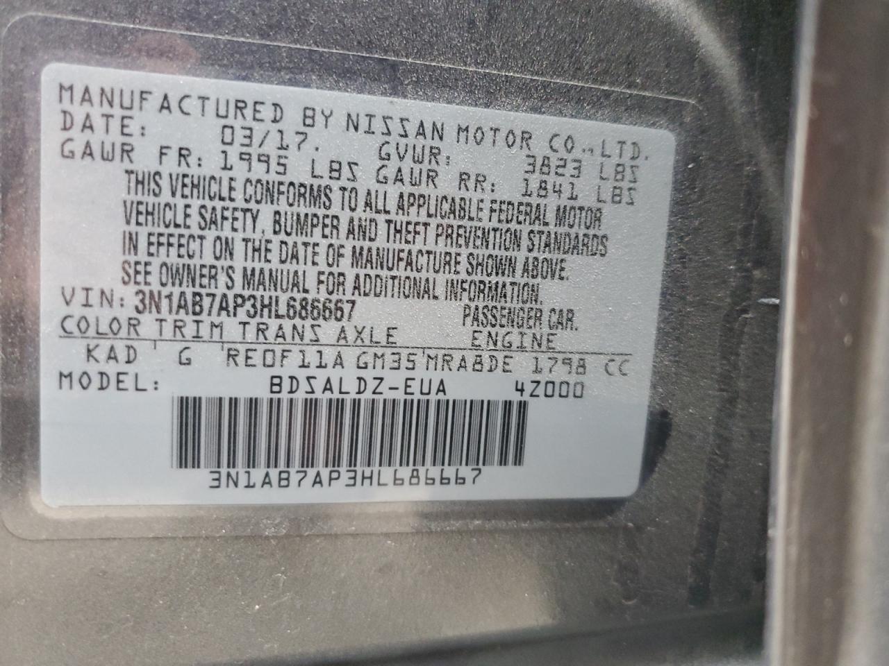 Photo 11 VIN: 3N1AB7AP3HL686667 - NISSAN SENTRA 