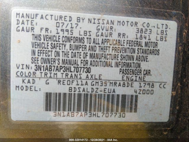 Photo 8 VIN: 3N1AB7AP3HL707730 - NISSAN SENTRA 