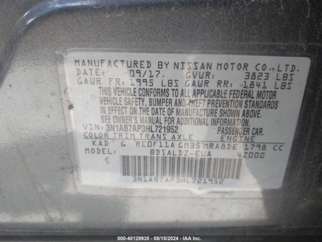 Photo 8 VIN: 3N1AB7AP3HL721952 - NISSAN SENTRA 