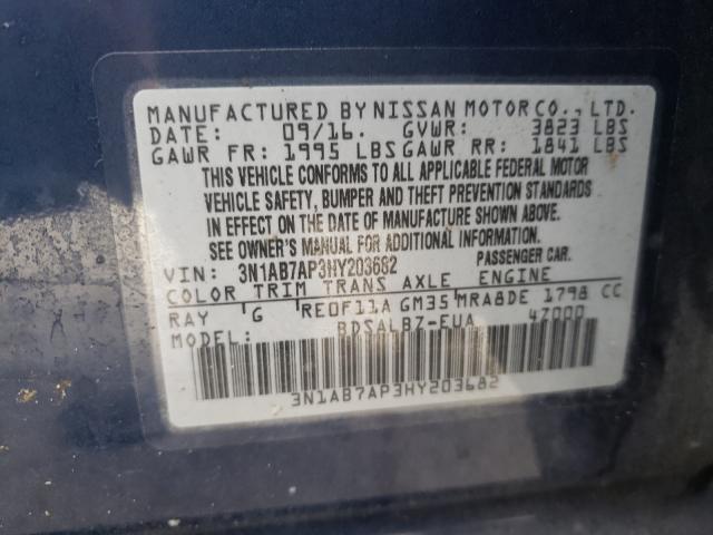 Photo 9 VIN: 3N1AB7AP3HY203682 - NISSAN SENTRA S 