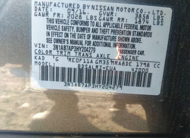 Photo 8 VIN: 3N1AB7AP3HY204279 - NISSAN SENTRA 