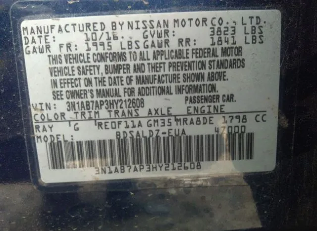 Photo 8 VIN: 3N1AB7AP3HY212608 - NISSAN SENTRA 