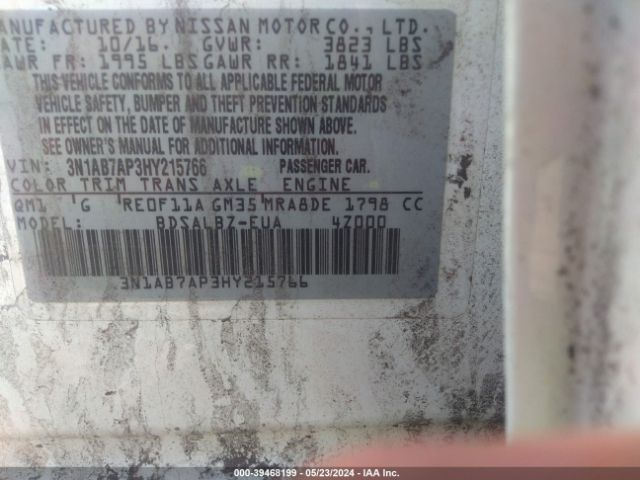 Photo 8 VIN: 3N1AB7AP3HY215766 - NISSAN SENTRA 