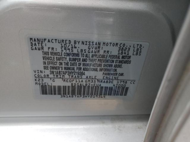 Photo 11 VIN: 3N1AB7AP3HY219364 - NISSAN SENTRA S 