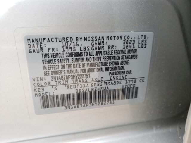 Photo 9 VIN: 3N1AB7AP3HY222751 - NISSAN SENTRA S 