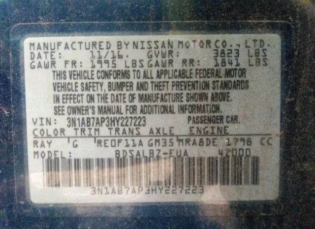 Photo 8 VIN: 3N1AB7AP3HY227223 - NISSAN SENTRA 