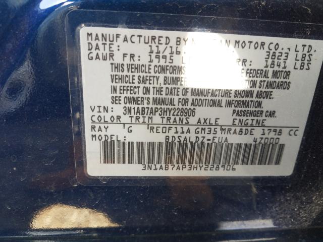 Photo 9 VIN: 3N1AB7AP3HY228906 - NISSAN SENTRA S 