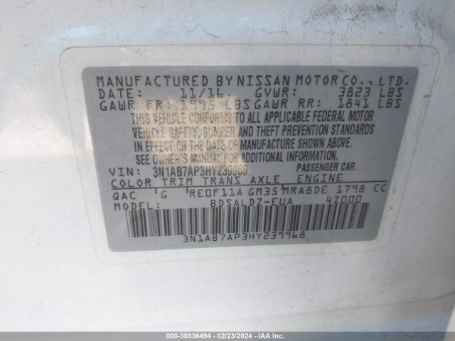 Photo 8 VIN: 3N1AB7AP3HY239968 - NISSAN SENTRA 