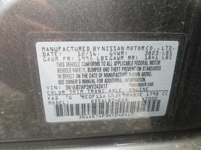 Photo 9 VIN: 3N1AB7AP3HY242417 - NISSAN SENTRA S 