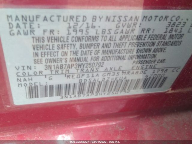 Photo 8 VIN: 3N1AB7AP3HY250792 - NISSAN SENTRA 