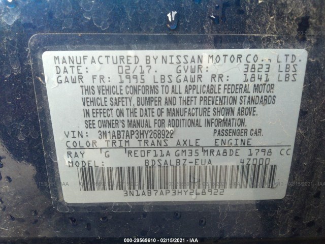 Photo 8 VIN: 3N1AB7AP3HY268922 - NISSAN SENTRA 