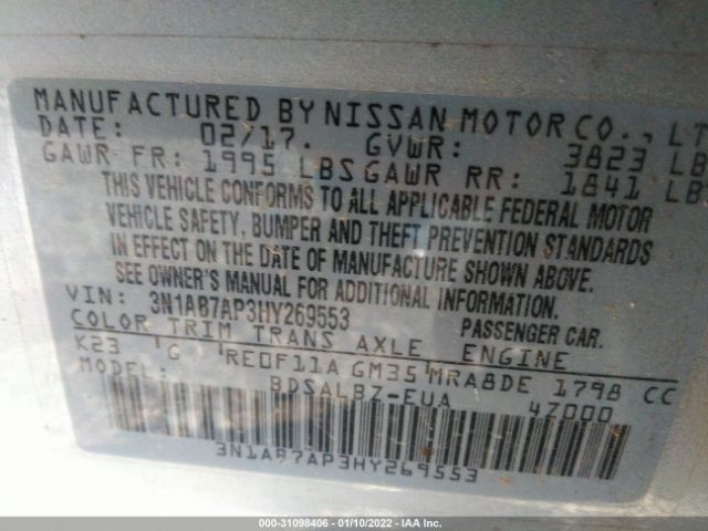 Photo 8 VIN: 3N1AB7AP3HY269553 - NISSAN SENTRA 