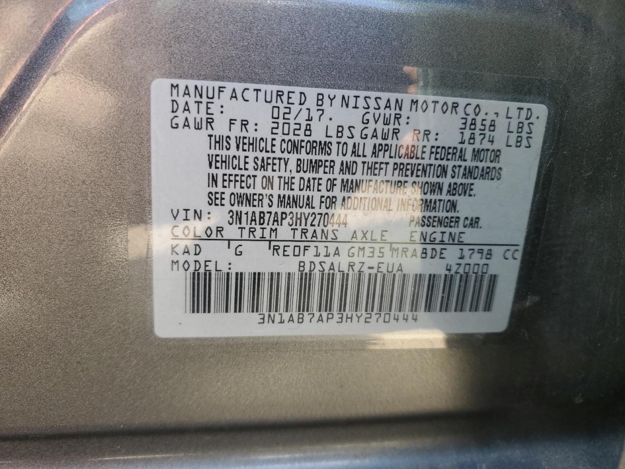 Photo 11 VIN: 3N1AB7AP3HY270444 - NISSAN SENTRA 