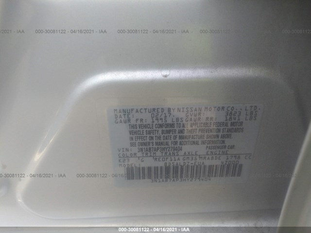 Photo 8 VIN: 3N1AB7AP3HY279404 - NISSAN SENTRA 