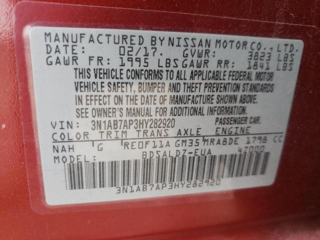 Photo 11 VIN: 3N1AB7AP3HY282920 - NISSAN SENTRA S 