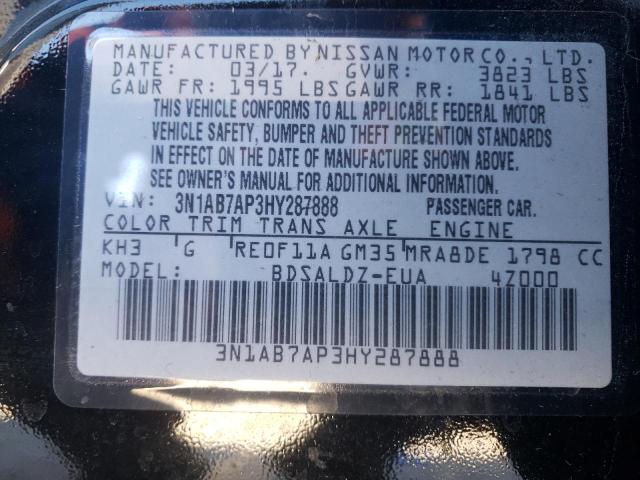 Photo 9 VIN: 3N1AB7AP3HY287888 - NISSAN SENTRA S 