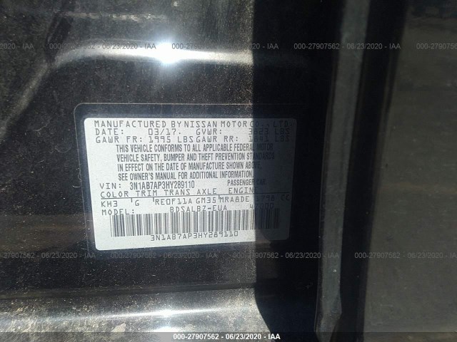 Photo 8 VIN: 3N1AB7AP3HY289110 - NISSAN SENTRA 